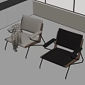 Leisure Chairs Featuring Light Gray Fabric Plaid Blanket Dark Gray Leather Wooden Frame Metal Legs