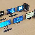 Modern computer keyboard mouse computer host desktop computer monitor 3d model
