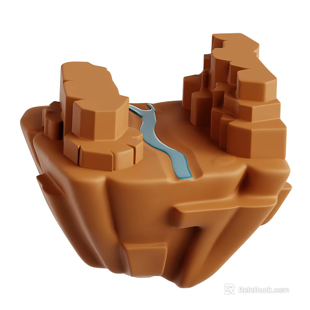 Natural Garden Landscape Design Featuring Rock Formation And Blue Stream 3d model 