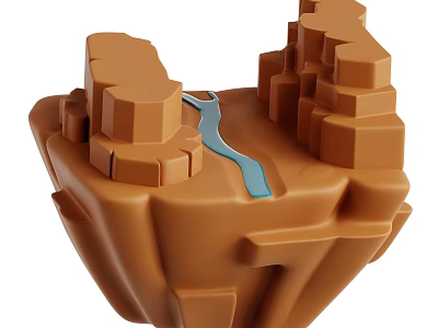 Natural Garden Landscape Design Featuring Rock Formation And Blue Stream 3d model
