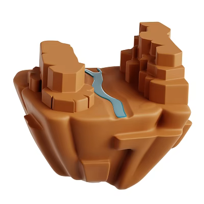 Natural Garden Landscape Design Featuring Rock Formation And Blue Stream 3d model