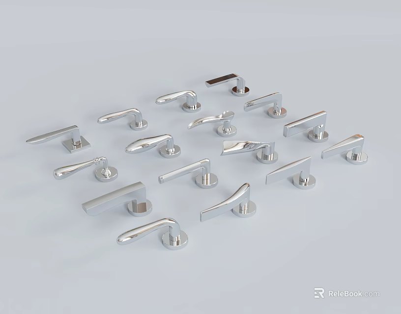 Various Modern Metal Door Handles For Home Furniture And Interior Design 3d model 