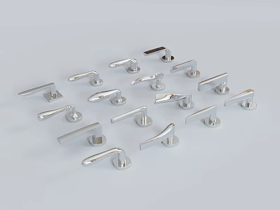Various Modern Metal Door Handles For Home Furniture And Interior Design 3d model