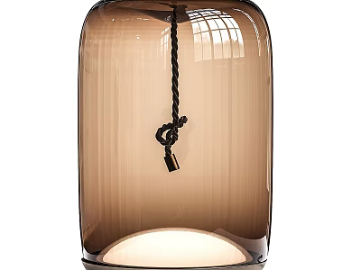 Amber Brown Glass Table Lamp With Modern Design And Braided Rope Detail 3d model