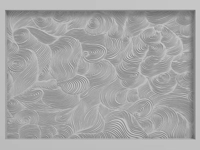 Gray Decorative Background Wall with Abstract Wave and Spiral Patterns 3d model