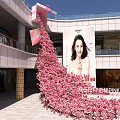Pink Roses Tower Decoration Outside Shopping Mall For Mother's Day Event With Billboard