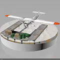 3D Spacecraft Model Display On Platform With Green Brown Cargo Containers 3d model