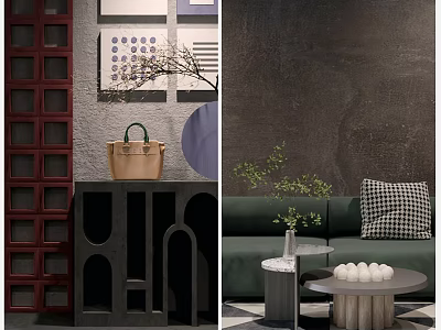 Elegant Boutique Interior With Green Sofa Small Table And Decorative Elements 3d model