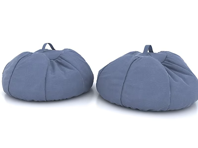 Two Blue Fabric Bean Bag Chairs With Comfortable Design And Carry Handles 3d model