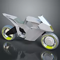 Futuristic Modern Motorcycle With Sleek White Body And Yellow Accent Rims Concept Design