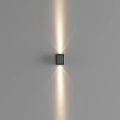 Modern Black Square Design Wall Light Mounted on Gray Wall with Up Down Lighting