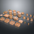 Wooden Household Items Including Barrels Baskets And Storage Containers For Home Use