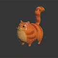 Chubby Orange Striped Cat Game Movie Character 3D Model on Dark Background