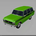 Vibrant Green Vintage Station Wagon with Black Windows and Silver Wheels