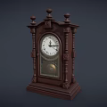 Vintage Wooden Mantel Clock with Carved Details White Dial Black Hands and Pendulum
