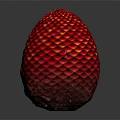 Red Diamond Patterned Creature Egg With Textured Surface And Organic Shape 3d model