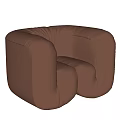 Stylish Modern Brown Leather Single Seater Sofa With Comfortable Rounded Curved Design 3d model