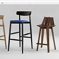 Assorted Modern Bar Stools With Different Colors And Wooden Metal Frames 3d model