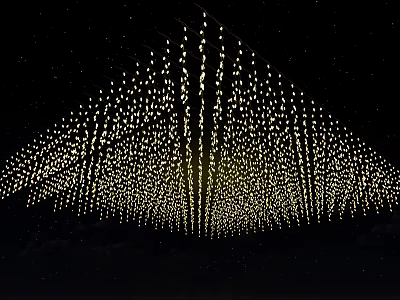 Modern Decorative Chandelier With Hanging Light Strings And Starry Effect Design 3d model