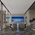Modern Elegant Property Sales Office Lobby With Real Estate Sand Table And Marble Reception Desk