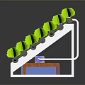 Green Plants In Layered Cultivation Structure With Multi Colored Base And Metal Supports