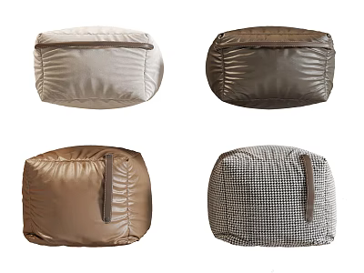 Various Colored Sofa Stools With Leather And Fabric Textures And Decorative Straps 3d model
