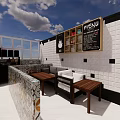 Modern Restaurant Interior With Menu Boards Coffee Machines Counter And Display Case