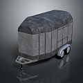 Gray Enclosed Cargo Trailer With Rigid Metal Texture Wheels And Hitch