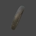 Classic Vintage Motorcycle Wheel Design With Detailed Spokes And Rubber Tire