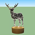 Geometric Deer Shaped Table Lamp With Wooden Base For Home Decoration
