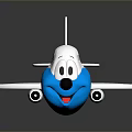 Cute White And Blue Toy Airplane With Smiling Face And Star Logo