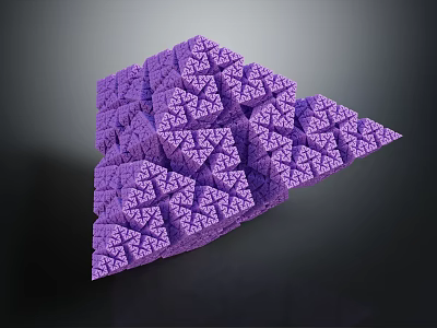 Purple Geometric Fractal Structure With Intricate Triangular Patterns In 3D Design 3d model