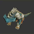 Turquoise White Spiked Character Creature With Red Claws 3D Model Design