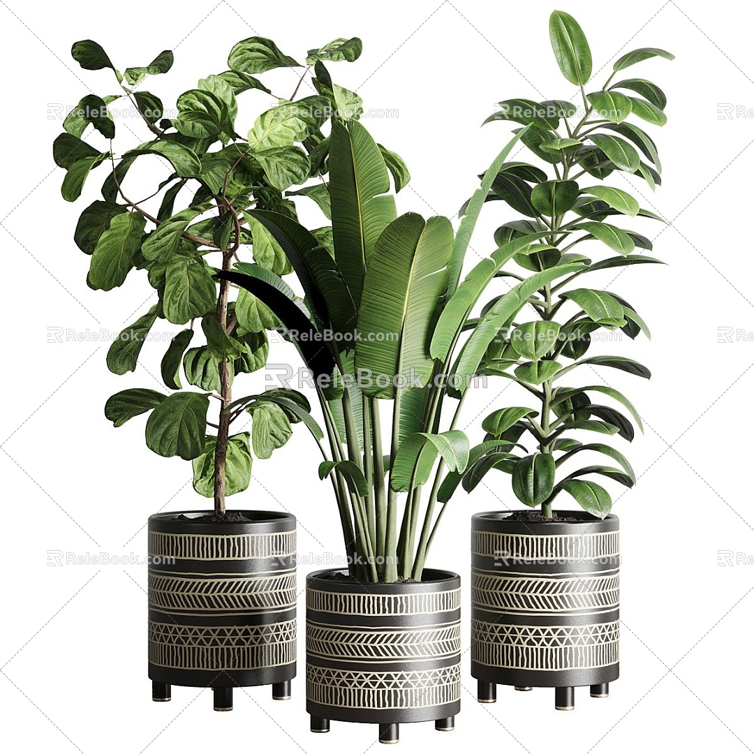 Plant Potted Plant Combination Plant Flower Pot Flower Tank Potted Green Plant Vine Bonsai Metal model