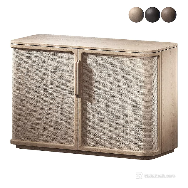 Light Wood Modern Cabinet With Double Woven Texture Doors And Minimalist Design 3d model 