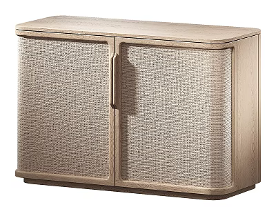 Light Wood Modern Cabinet With Double Woven Texture Doors And Minimalist Design 3d model