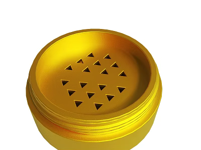 Golden Round Container With Triangle Holes And Smooth Surface Design 3d model