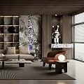 Modern Living Room Interior Design With Wooden Ceiling Marble Wall Panel Sofa And Coffee Table