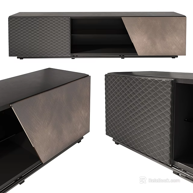 Modern Dresser Design With Textured Diamond Pattern And Open Drawer Storage 3d model