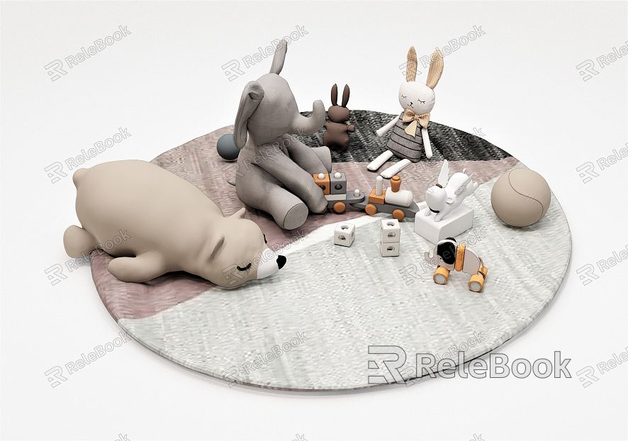 Modern Toy Plush Toy Bear Toy Rabbit Toy Elephant Toy Animal Doll Carpet Building Blocks model