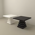 White and Black Modern Coffee Tables With Stacked Stone Inspired Base Design 3d model