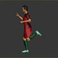 Soccer Player Game Character in Red Jersey With Green Socks Running And Pointing