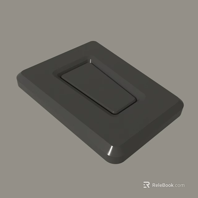 Black Square Switch Panel With Rectangular Recessed Button And Smooth Surface 3d model