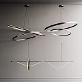 Modern Interior Pendant Lights With Circular And Curved Metallic Ring Design Features 3d model