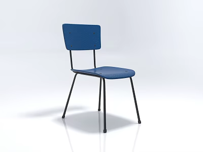Modern Blue Upholstered Single Chair With Black Metal Legs Design 3d model