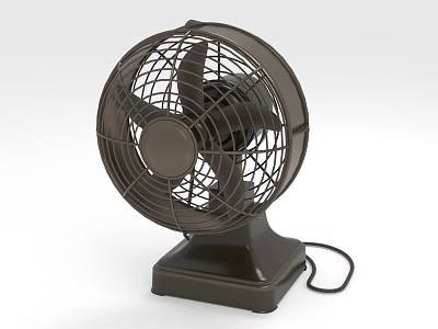 Vintage Style Air Cooler Fan With Metal Grill Stable Base And Power Cord 3d model