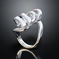 Modern Silver Ring Featuring Twisted Intertwined Bands And Polished Shiny Finish 3d model