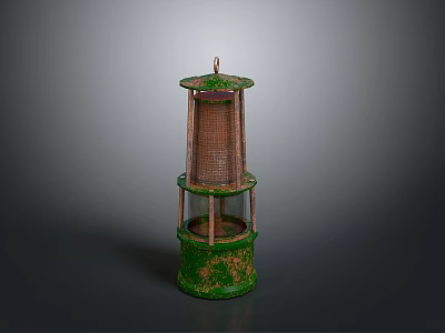 Traditional Architectural Decorative Multi layer Lantern Structure with Green Base and Brown Frame 3d model