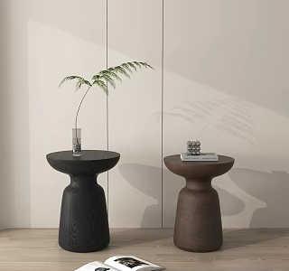 Modern Side Table Solid Wood Round Table 3d model