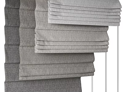 Gray Curtains With Stacked Fabric Layers And Soft Texture For Home Decor 3d model
